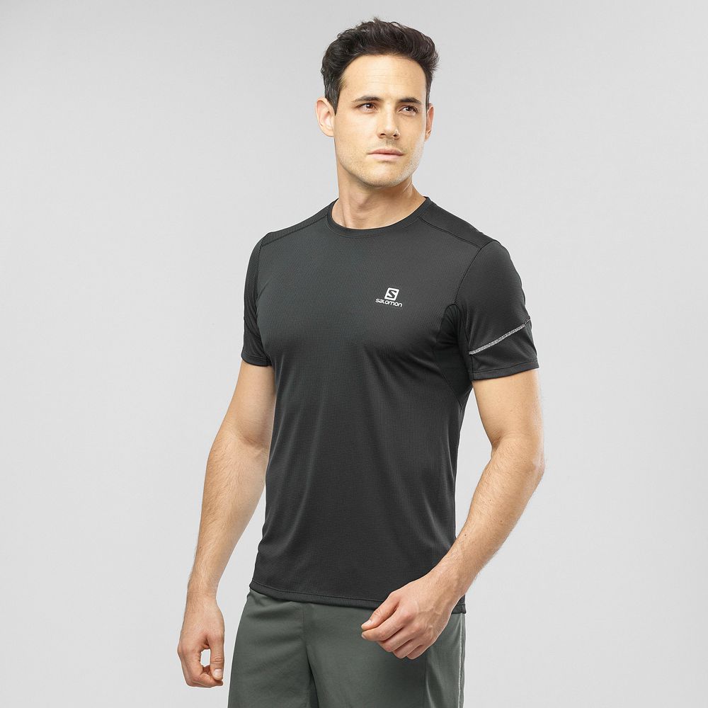 Salomon Singapore Mens Tops - AGILE Black | 71925-BJUN